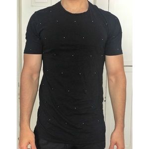 Men’s Zara black studded Long T-shirt Xl